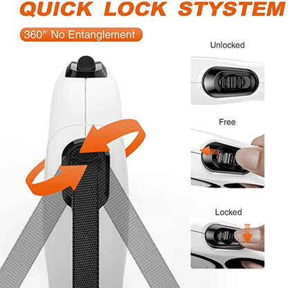 Durable Nylon Retractable Dog Leash – 3/5/8M Extending Leash for Small to Large Dogs