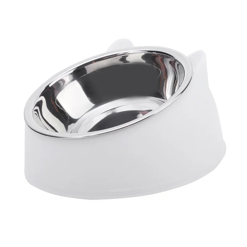 15° Tilted Stainless Steel Pet Bowl – Non-Slip Cat & Dog Feeder for Easy Feeding