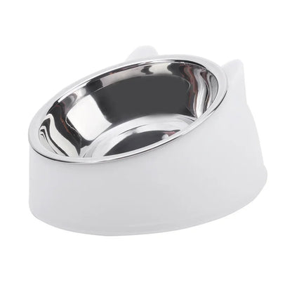 15° Tilted Stainless Steel Pet Bowl – Non-Slip Cat & Dog Feeder for Easy Feeding