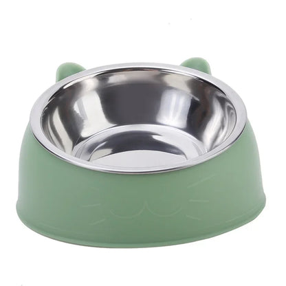 15° Tilted Stainless Steel Pet Bowl – Non-Slip Cat & Dog Feeder for Easy Feeding