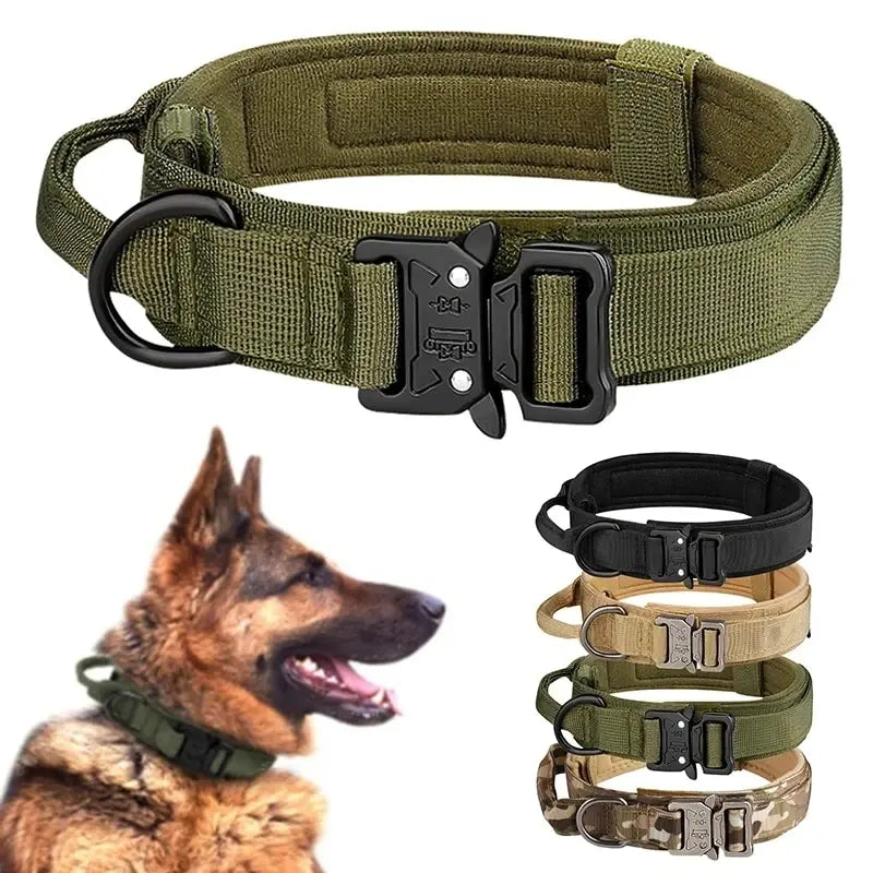Tactical Nylon Dog Collar with Metal Buckle – Breathable & Durable for Medium and Large Dogs