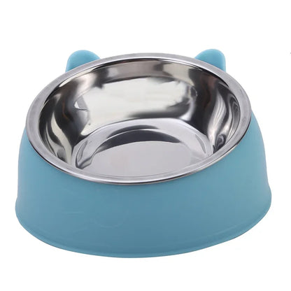 15° Tilted Stainless Steel Pet Bowl – Non-Slip Cat & Dog Feeder for Easy Feeding