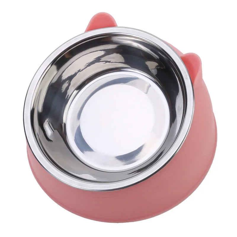 15° Tilted Stainless Steel Pet Bowl – Non-Slip Cat & Dog Feeder for Easy Feeding