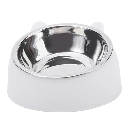 15° Tilted Stainless Steel Pet Bowl – Non-Slip Cat & Dog Feeder for Easy Feeding
