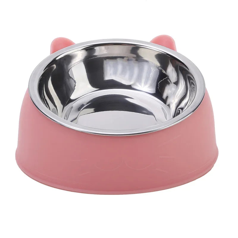 15° Tilted Stainless Steel Pet Bowl – Non-Slip Cat & Dog Feeder for Easy Feeding