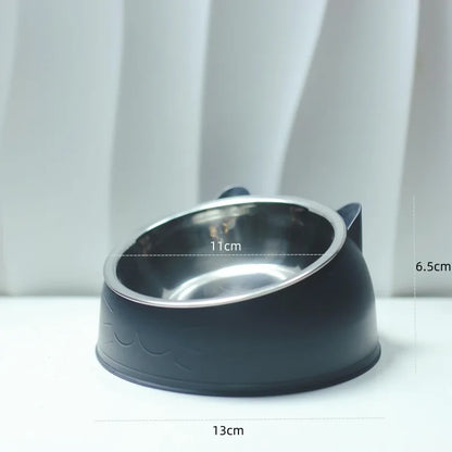 15° Tilted Stainless Steel Pet Bowl – Non-Slip Cat & Dog Feeder for Easy Feeding