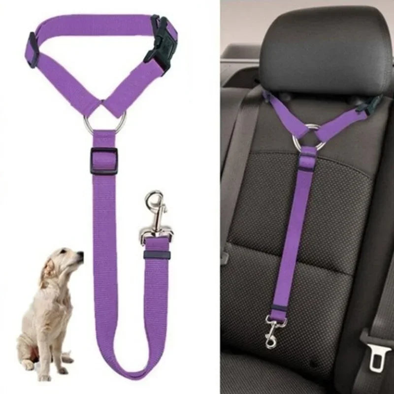 Adjustable Pet Car Seat Belt & Harness – Durable Nylon Safety Leash for Dogs & Cats