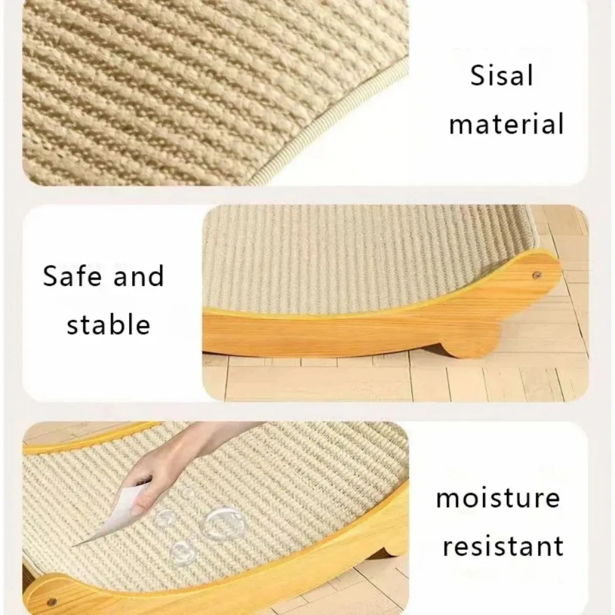 Wooden Cat Scratching Pad & Sleeping Bed - Durable Sisal Scratch Board for Cats & Kittens