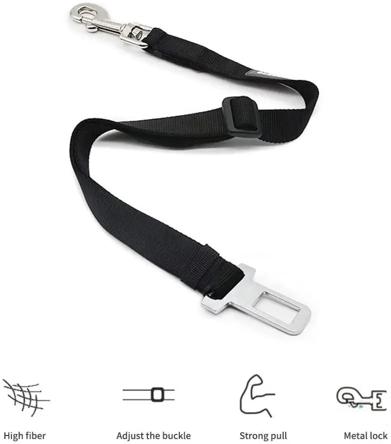 Adjustable Dog Car Seat Belt – Secure & Durable Pet Harness Clip for Safe Travel