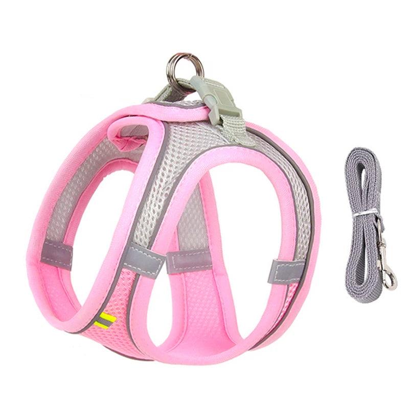 Reflective Dog Harness and Leash Set – Adjustable Vest for Small Dogs & Cats