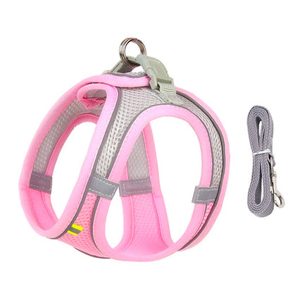 Reflective Dog Harness and Leash Set – Adjustable Vest for Small Dogs & Cats