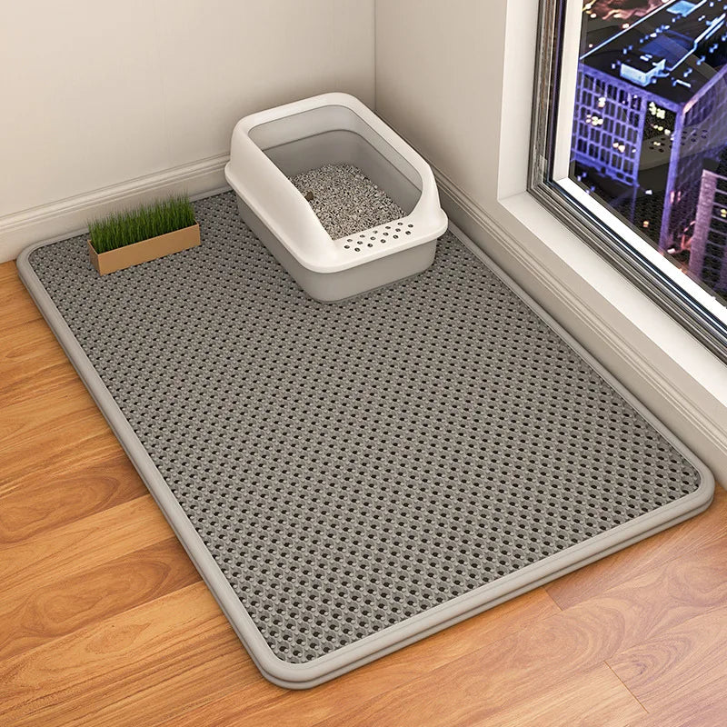 Waterproof Cat Litter Mat - Double Honeycomb Design for Easy Litter Trapping & Cleaning