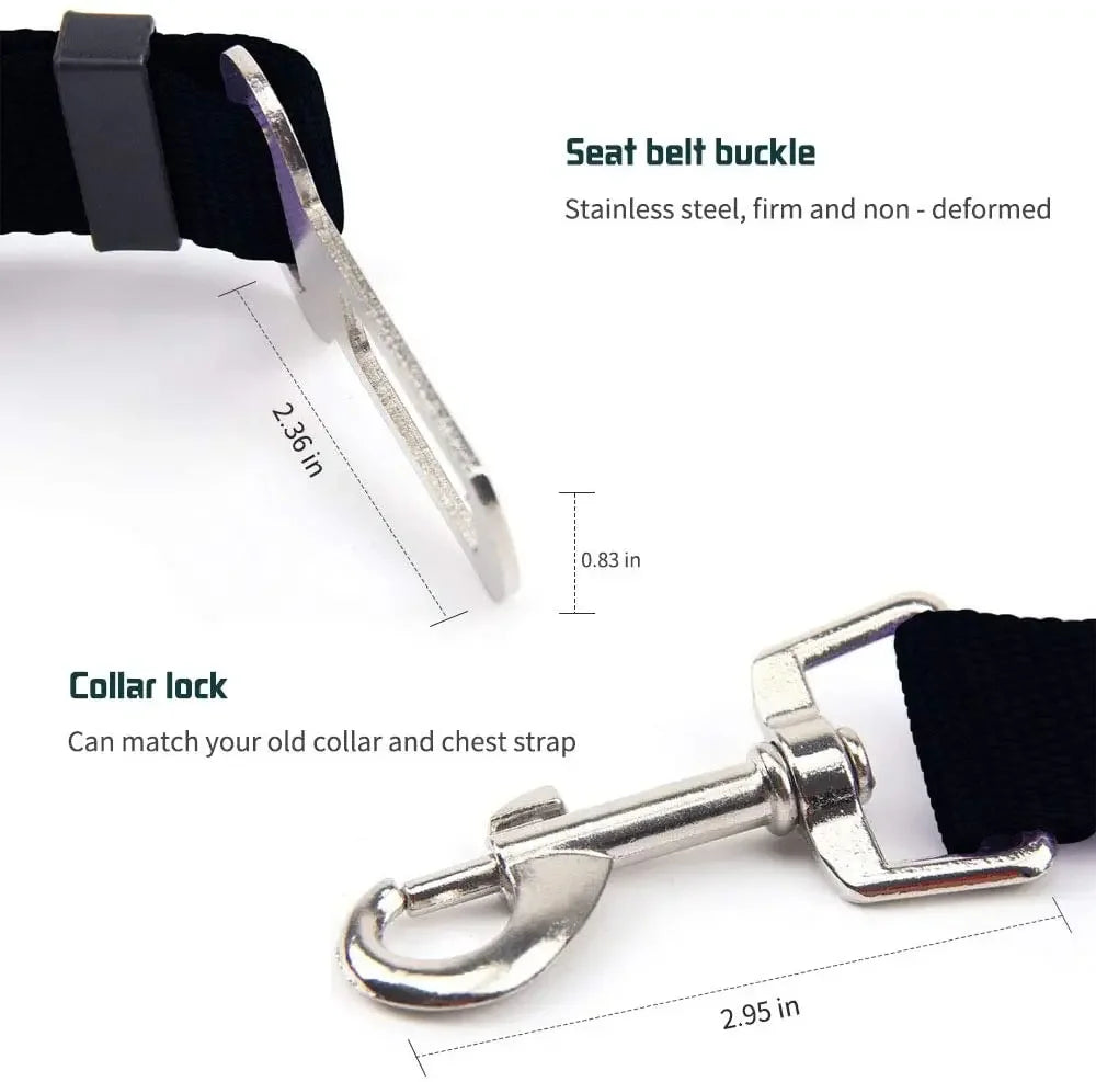 Adjustable Dog Car Seat Belt – Secure & Durable Pet Harness Clip for Safe Travel