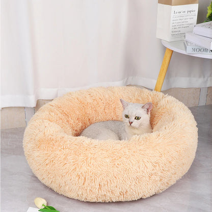 Cosy Plush Pet Bed - Washable, Detachable Round Nest for Cats & Small Dogs