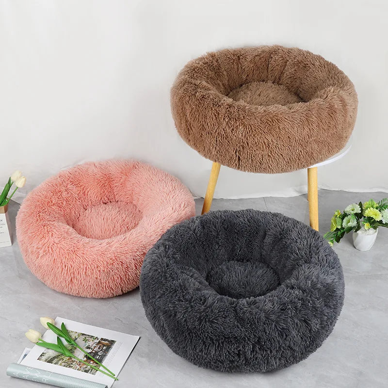 Cosy Plush Pet Bed - Washable, Detachable Round Nest for Cats & Small Dogs
