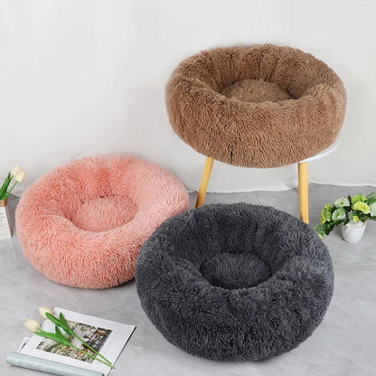 Cosy Plush Pet Bed - Washable, Detachable Round Nest for Cats & Small Dogs